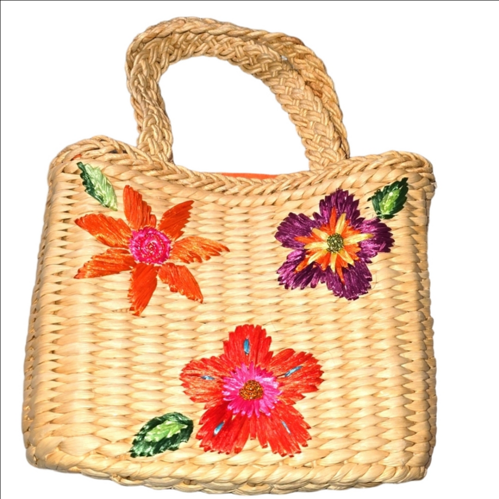 A DARLING Soft STRAW PURSE in ORANGE, Purple & Pink!!